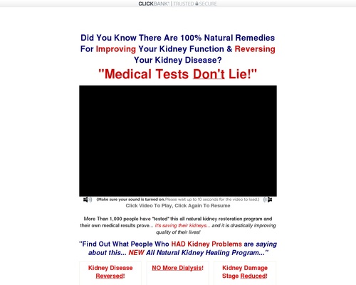 All Natural Kidney Health & Kidney Function Restoration Program