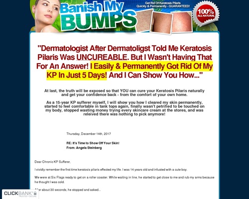 Keratosis Pilaris Cure - 75% Commission - 1:17 Conversion Rate